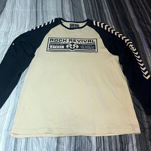 Rock Revival Navy and Cream Long Sleeve Tee